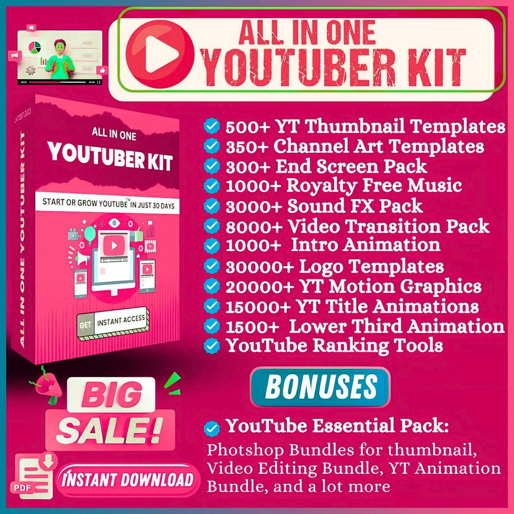 YouTube Essentials Bundle – Templates, Graphics & Tools for Creators