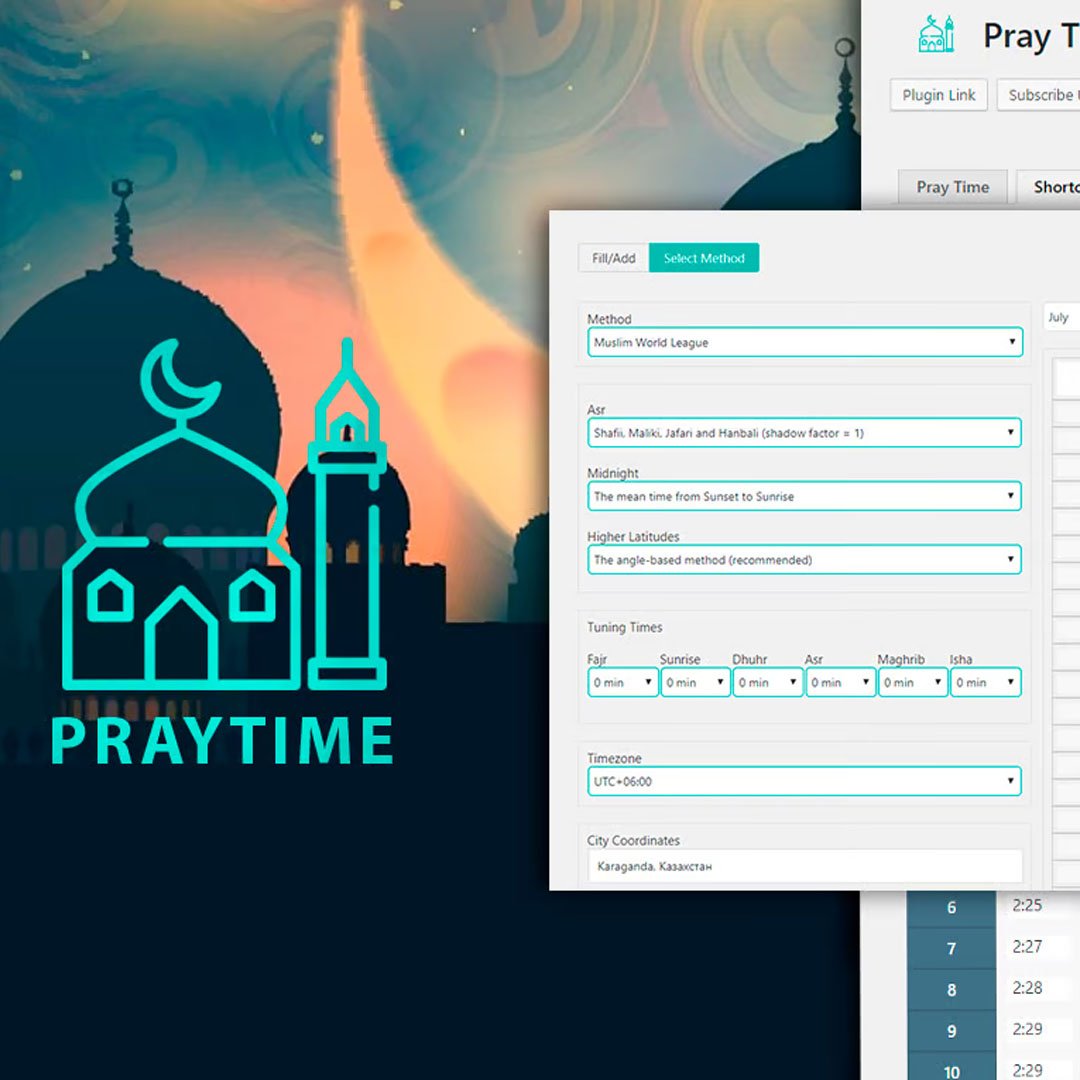 PrayTimes - Islamic Prayer Time WordPress Plugin